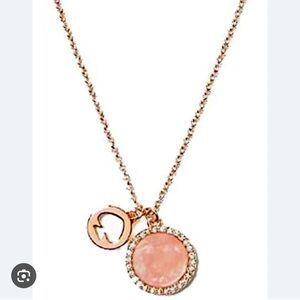 Kate Spade Spot the Spade Pave Charm Pendant Necklace- blush multi- rose gold